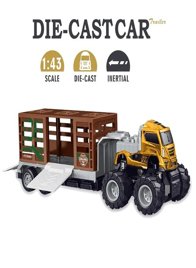 UKAXA 1:43 Diecast Alloy Truck Toy Animal Lion Transportation Big Truck Toys with Friction Powered Miniature Car Vehicle Toy for Kids Boys and Girls - Image 3